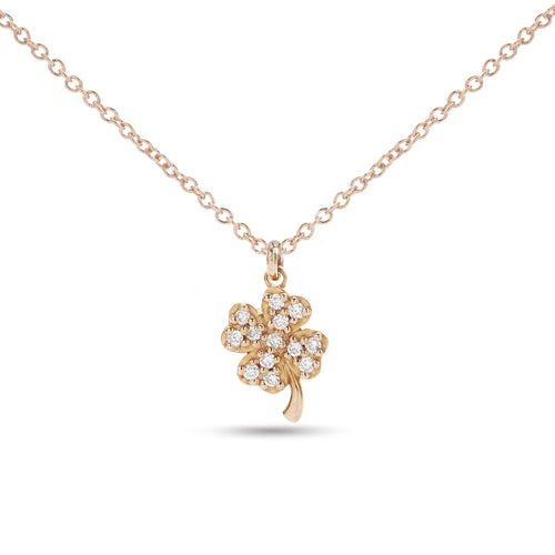 Collana oro rosa 18kt “quadrifoglio” & diamanti bianchi