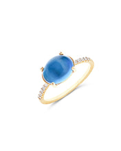 Carica l&#39;immagine nel visualizzatore di Gallery, Anello &quot;DANCING AZURE&quot; in oro, diamanti e topazio London blu (grande)