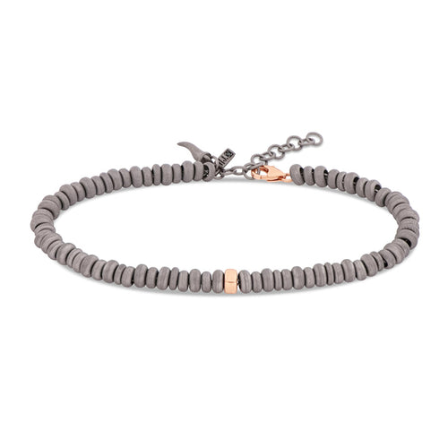 BRACCIALE UOMO CON ANELLINI IN TITANIO E ORO ROSSO 9 KT