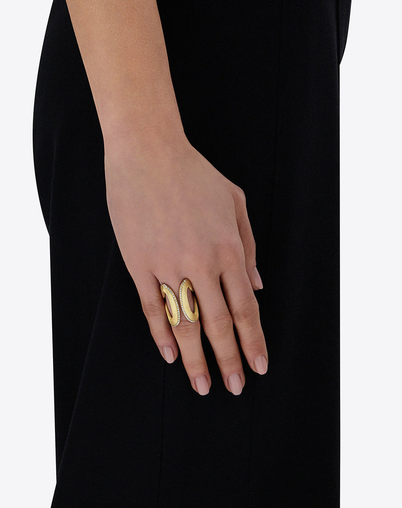 Anello statement "LIBERA ICON" in oro e diamanti