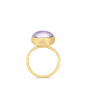 Carica l&#39;immagine nel visualizzatore di Gallery, Anello Violetta &quot;Boules&quot; in oro inciso, diamanti, lepidolite e madreperla (piccolo)