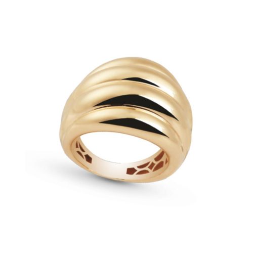 Anello ondulato in oro giallo lucido 18kt