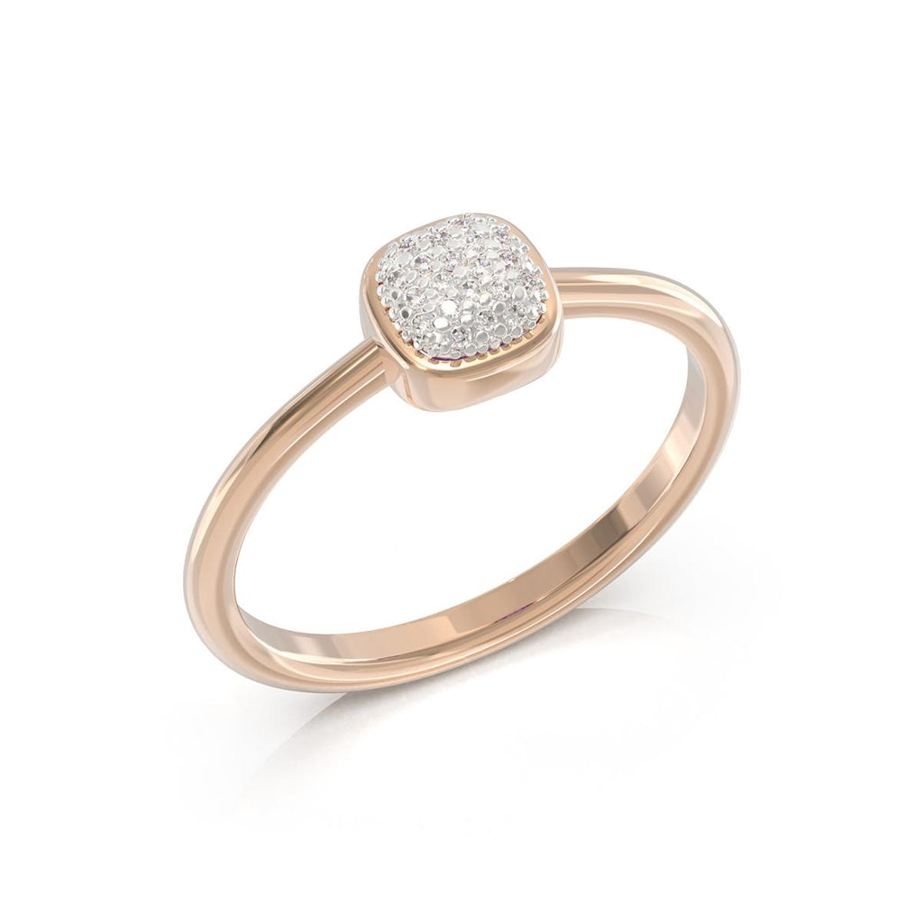 Anello solitario in oro 18 kt con pavé di diamanti bianchi naturali