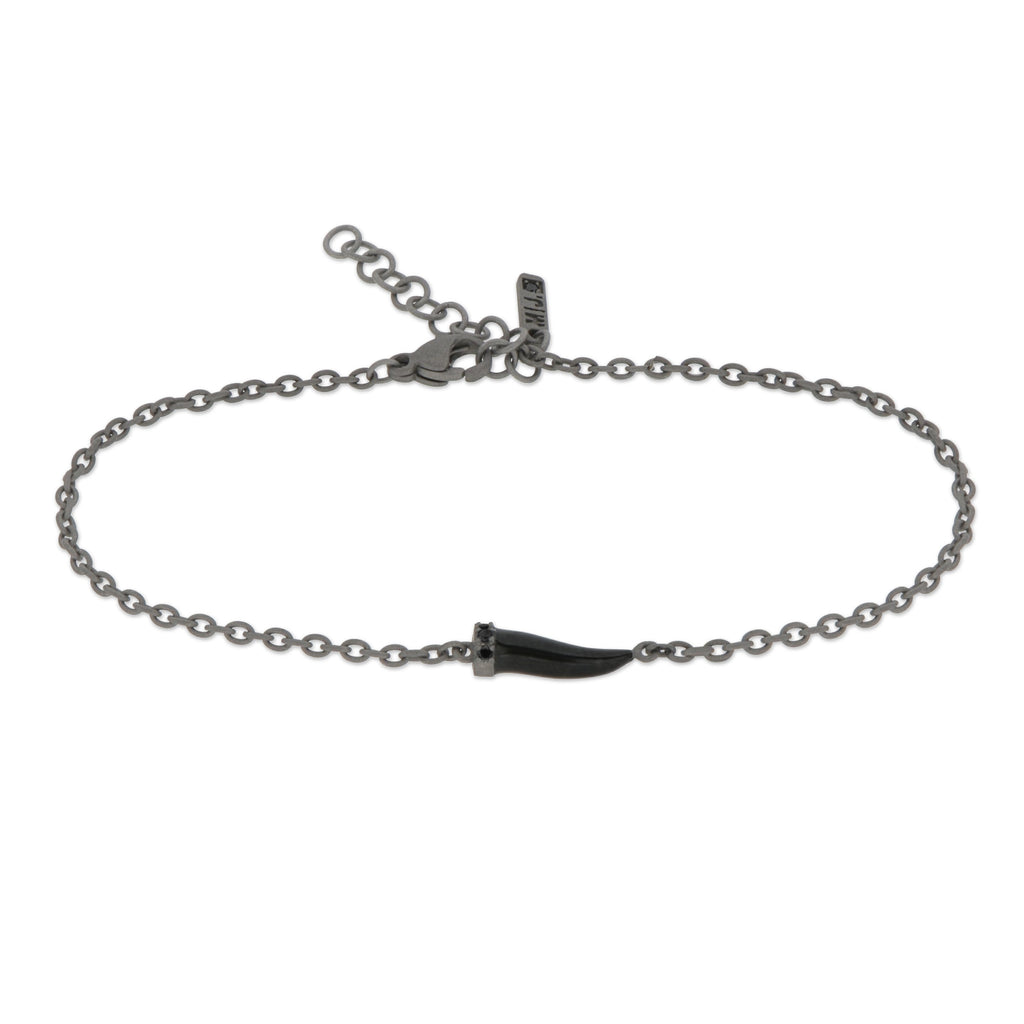 BRACCIALE CON CORNETTO MINI SMALTATO NERO E DIAMANTI BLACK