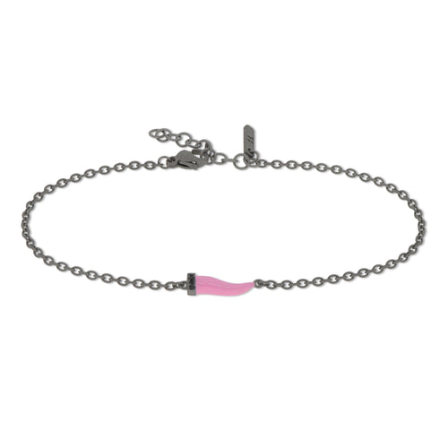 BRACCIALE CON CORNETTO MINI SMALTATO ROSA E DIAMANTI BLACK