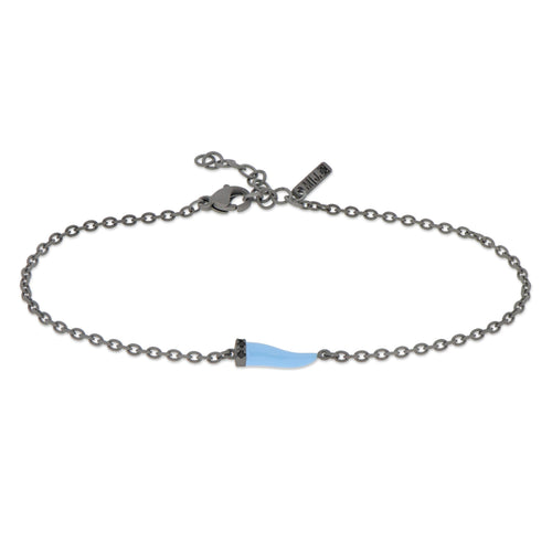 BRACCIALE CON CORNETTO MINI SMALTATO AZZURRO E DIAMANTI BLACK