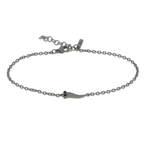 BRACCIALE CON CORNETTO MINI IN TITANIO E DIAMANTI BLACK