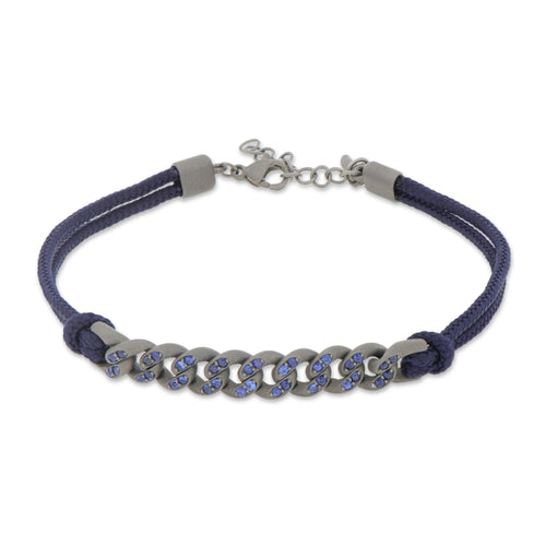 BRACCIALE GROUMETTE NAUTICA IN TITANIO CON ZAFFIRI BLU E LACCIO BLU NAVY