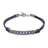 BRACCIALE GROUMETTE NAUTICA IN TITANIO CON ZAFFIRI BLU E LACCIO BLU NAVY