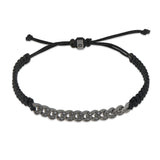 BRACCIALE GROUMETTE NAUTICA MINI IN TITANIO CON DIAMANTI BLACK E LACCIO NERO INTRECCIATO Prezzo scontato