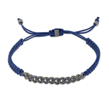 Carica l'immagine nel visualizzatore di Gallery, BRACCIALE GROUMETTE NAUTICA MINI IN TITANIO CON ZAFFIRI BLU E LACCIO BLU NAVY INTRECCIATO