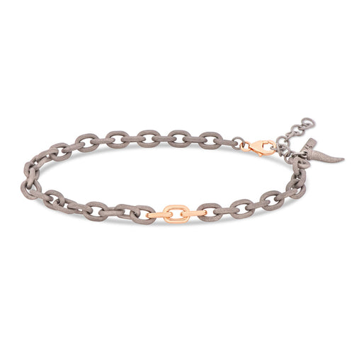BRACCIALE UOMO CON CATENA IN TITANIO E ORO ROSSO 9 KT