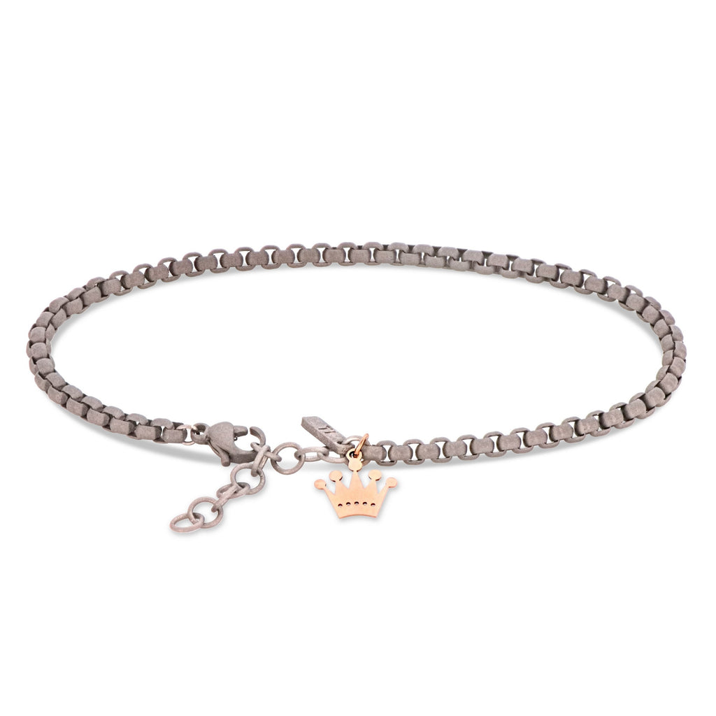 BRACCIALE UOMO SCOOBYDOO IN TITANIO CON CORONA IN ORO ROSSO 9 KT