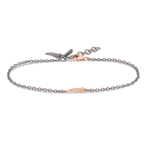 BRACCIALE UOMO IN TITANIO CON CORNETTO E MOSCHETTONE IN ORO ROSSO 9 KT