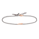 BRACCIALE UOMO IN TITANIO CON CORNETTO E MOSCHETTONE IN ORO ROSSO 9 KT