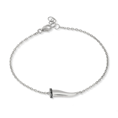 MANO J BRACCIALE CHARMS CON CORNETTO IN ORO BIANCO 9KT E DIAMANTI BLACK.