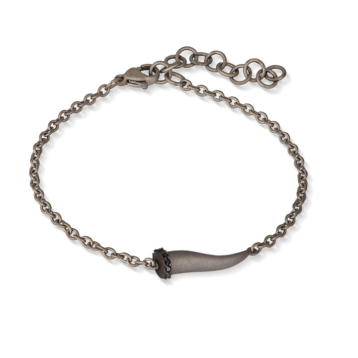 BRACCIALE CHARMS CON CORNETTO IN TITANIO, 5 BLACK E CATENA