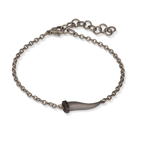 BRACCIALE CHARMS CON CORNETTO IN TITANIO, 5 BLACK E CATENA