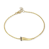 MANO J. BRACCIALE CHARMS CON CORNETTO IN ORO GIALLO 9KT E DIAMANTI BLACK