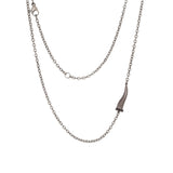 COLLANA LINEA CHARMS CON CORNETTO IN TITANIO, 5 DIAMANTI BLACK E CATENA COLLANA LINEA CHARMS CON CORNETTO IN TITANIO, 5 DIAMANTI BLACK E CATENA