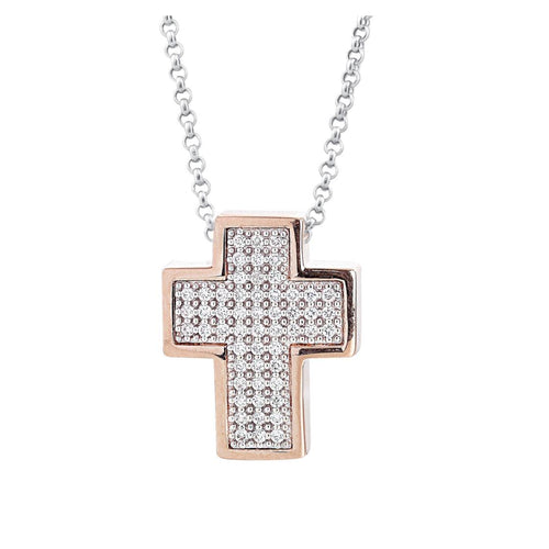 Collana Croce grande Oro Rosa