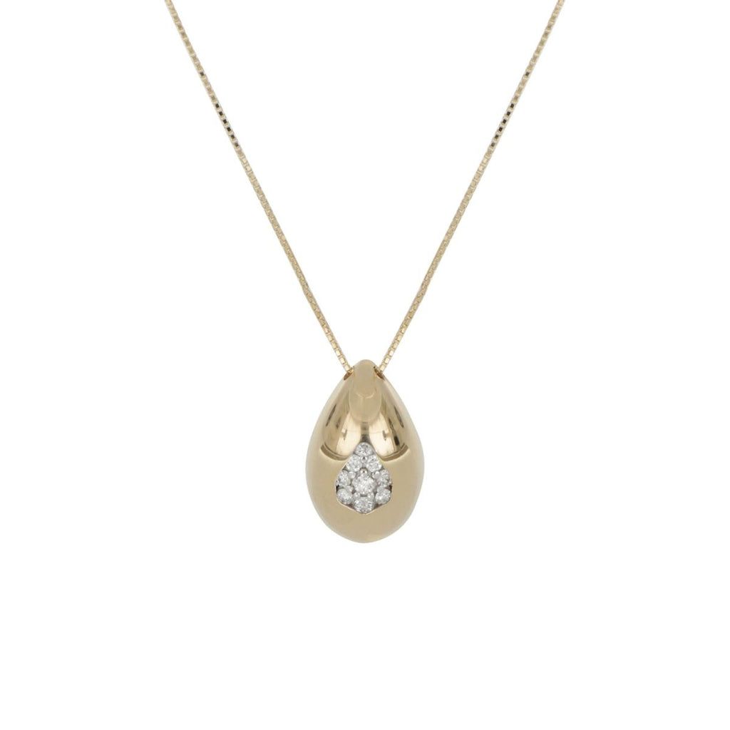 Collana Goccia in oro 18kt con pavé di diamanti