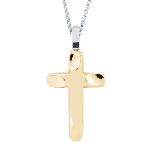 Artlinea Collana con catena in oro bianco e croce in oro giallo lucido 18kt