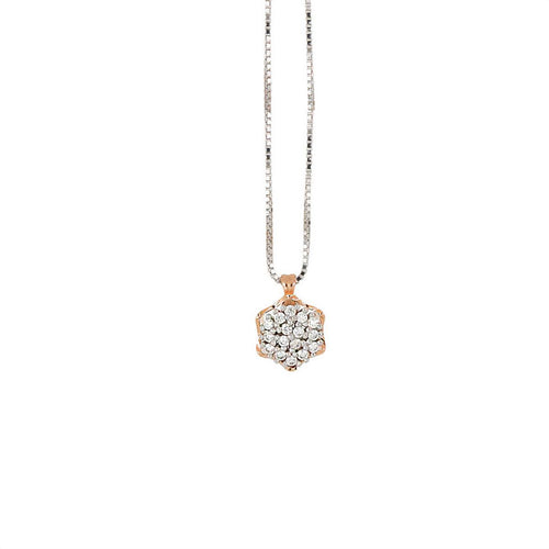 Artlinea collana con pendente a fiore in oro 18 kt con diamanti bianchi naturali