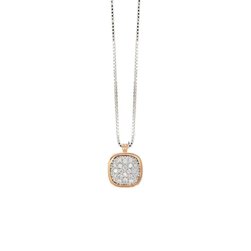 Collana in oro 18 kt con pendente in pavé di diamanti bianchi naturali