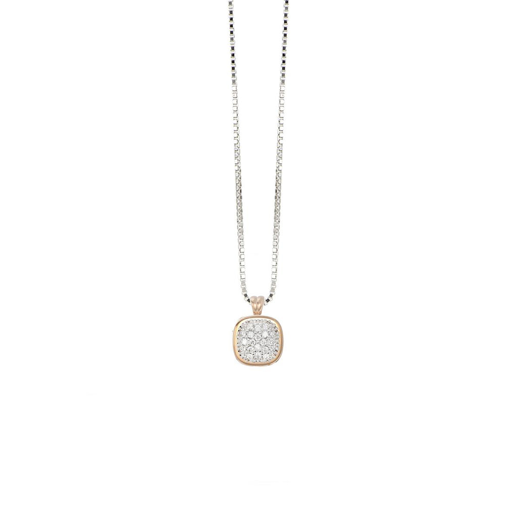 Collana in oro 18 kt con pendente in pavé di diamanti bianchi naturali