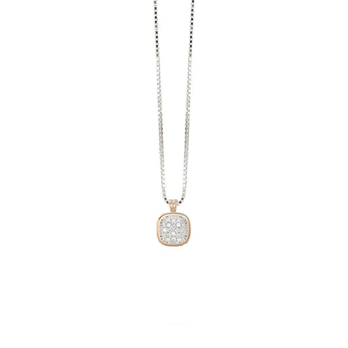 Collana in oro 18 kt con pendente in pavé di diamanti bianchi naturali