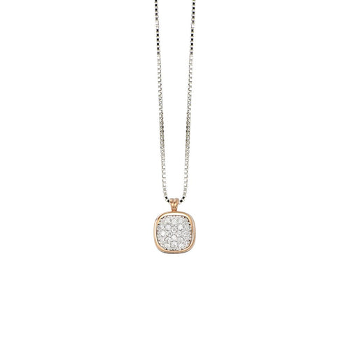 Collana in oro 18 kt con pendente in pavé di diamanti bianchi naturali