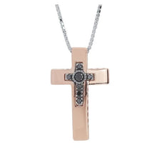 Carica l'immagine nel visualizzatore di Gallery, Collana in oro 18 kt, croce con diamanti neri