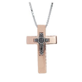Collana in oro 18 kt, croce con diamanti neri