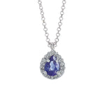 Artlinea collana in oro bianco 18kt con diamanti e tanzanite taglio a goccia