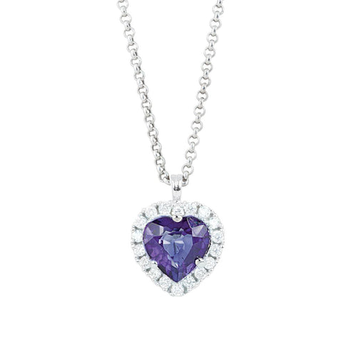 Artlinea Collana in oro bianco 18kt con diamanti e tanzanite taglio cuore