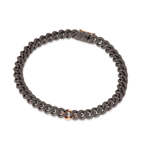 BRACCIALE UOMO IN TITANIO, DIAMANTI BLACK E ORO ROSSO 18KT