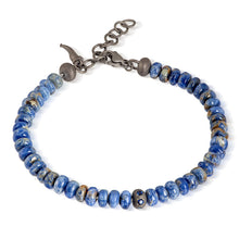 Carica l&#39;immagine nel visualizzatore di Gallery, BRACCIALE UOMO SFERE IN TITANIO, SODALITE E ZAFFIRI BLU DA 3 PUNTI