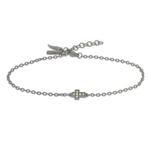 Carica l'immagine nel visualizzatore di Gallery, BRACCIALE IN TITANIO CON CROCE CENTRALE E DIAMANTI BROWN