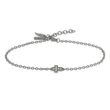 BRACCIALE IN TITANIO CON CROCE CENTRALE E DIAMANTI BROWN
