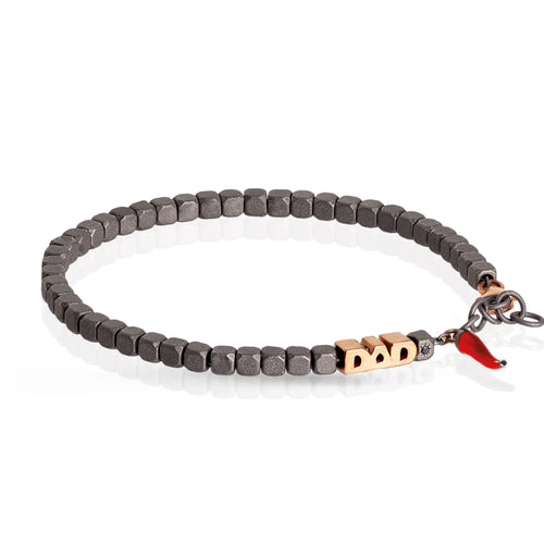MANO J. BRACCIALE DAD IN ORO ROSSO 9KT E CORNETTO ROSSO