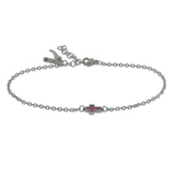 BRACCIALE IN TITANIO CON CROCE CENTRALE E RUBINI