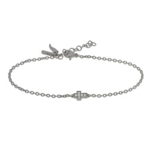 Carica l'immagine nel visualizzatore di Gallery, BRACCIALE IN TITANIO CON CROCE CENTRALE E DIAMANTI BIANCHI