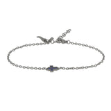 BRACCIALE IN TITANIO CON CROCE CENTRALE E ZAFFIRI BLU