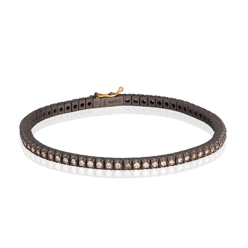 BRACCIALE TENNIS CLASSICO IN TITANIO, ORO ROSSO 18 KT E DIAMANTI BROWN DA 3 PUNTI