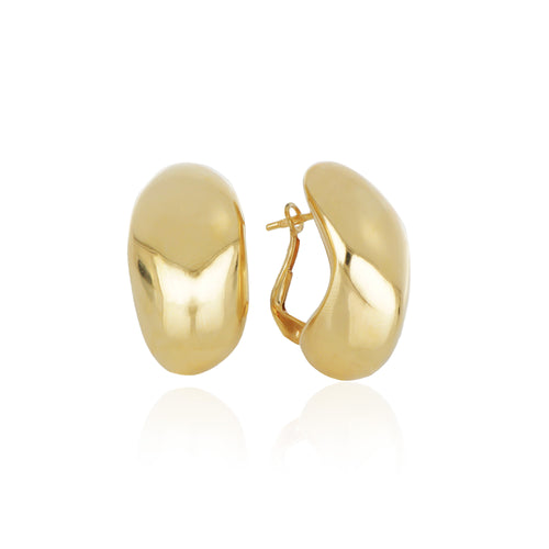 Orecchini in oro giallo 18kt con finitura lucida e chiusura con clips.
