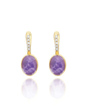 Carica l&#39;immagine nel visualizzatore di Gallery, Orecchino Violetta &quot;Boules&quot; in oro inciso, diamanti, lepidolite e madreperla (medio)