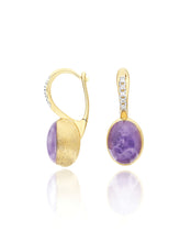 Carica l&#39;immagine nel visualizzatore di Gallery, Orecchino Violetta &quot;Boules&quot; in oro inciso, diamanti, lepidolite e madreperla (medio)