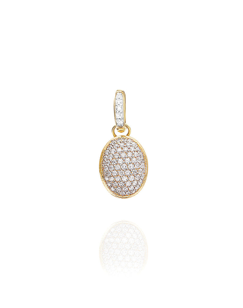 Charm "Boules" in oro inciso e pavè di diamanti (piccolo)