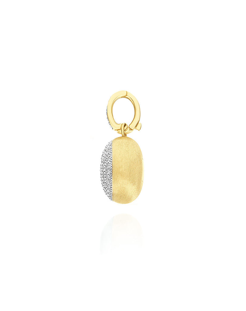 Charm "Boules" in oro inciso e pavè di diamanti (piccolo)